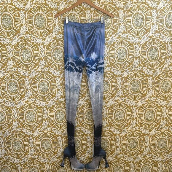 Jeffrey Campbell Rare Pantalones High Heel Platform Pant Boots Blue Waves size 7 - Picture 8 of 16